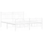 Metal bed frame with headboard and white footboard 160x200 cm by , Beds and slatted bases - Ref: Foro24-373761, Price: 122,72...