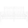 Metal bed frame with headboard and white footboard 160x200 cm by , Beds and slatted bases - Ref: Foro24-373761, Price: 122,72...