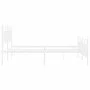 Metal bed frame with headboard and white footboard 160x200 cm by , Beds and slatted bases - Ref: Foro24-373761, Price: 122,72...