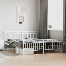 Estructura cama metal con cabecero y pie cama blanco 183x213 cm