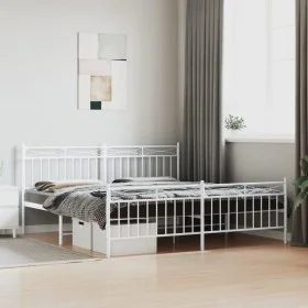 Estructura cama metal con cabecero y pie cama blanco 183x213 cm de , Camas y somieres - Ref: Foro24-373763, Precio: 121,92 €,...