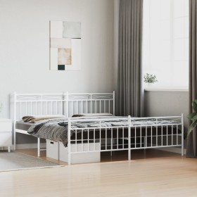Metal bed frame with headboard and footboard white 183x213 cm by , Beds and slatted bases - Ref: Foro24-373763, Price: 123,80...