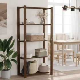 5-tier solid brown pine wood shelf 80x38x170 cm by , Industrial shelving - Ref: Foro24-373396, Price: 72,54 €, Discount: %