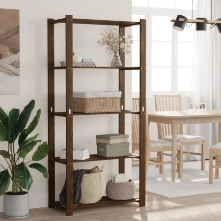 5-stufiges Regal aus massivem braunem Kiefernholz, 80 x 38 x 170 cm von , Industrieregale - Ref: Foro24-373396, Preis: 72,54 ...