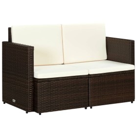 Zweiplätziges Gartensofa mit braunen Kunststoff-Rattan-Kissen. von vidaXL, Outdoor-Sofas - Ref: Foro24-44178, Preis: 187,26 €...