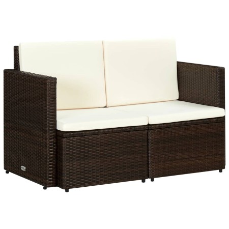 Sofá de jardín 2 plazas con cojines ratán sintético marrón by vidaXL, Outdoor sofas - Ref: Foro24-44178, Price: 187,26 €, Dis...