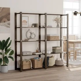 5-tier solid black pine wood shelf 170x38x170 cm by , Industrial shelving - Ref: Foro24-373406, Price: 98,31 €, Discount: %