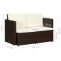 Zweiplätziges Gartensofa mit braunen Kunststoff-Rattan-Kissen. von vidaXL, Outdoor-Sofas - Ref: Foro24-44178, Preis: 187,26 €...
