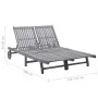 Garden sunbed for 2 people with solid acacia wood and cushions by , Loungers - Ref: Foro24-3061400, Price: 389,26 €, Discount: %