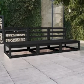 3-Sitzer-Gartensofa aus massivem Kiefernholz schwarz von , Outdoor-Sofas - Ref: Foro24-3075303, Preis: 207,26 €, Rabatt: %