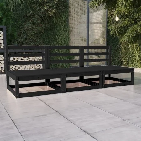 3-Sitzer-Gartensofa aus massivem Kiefernholz schwarz von , Outdoor-Sofas - Ref: Foro24-3075303, Preis: 207,26 €, Rabatt: %