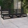 Garden sofa, 3-seater, black solid pine wood by , Outdoor sofas - Ref: Foro24-3075303, Price: 210,26 €, Discount: %