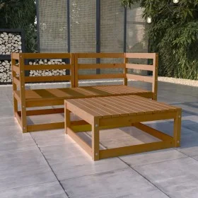 3-piece garden furniture set with honey brown pine wood cushions. by , Garden sets - Ref: Foro24-3075252, Price: 200,28 €, Di...