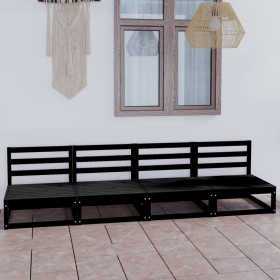 4-Sitzer-Gartensofa aus massivem Kiefernholz schwarz von , Outdoor-Sofas - Ref: Foro24-3075343, Preis: 256,00 €, Rabatt: %