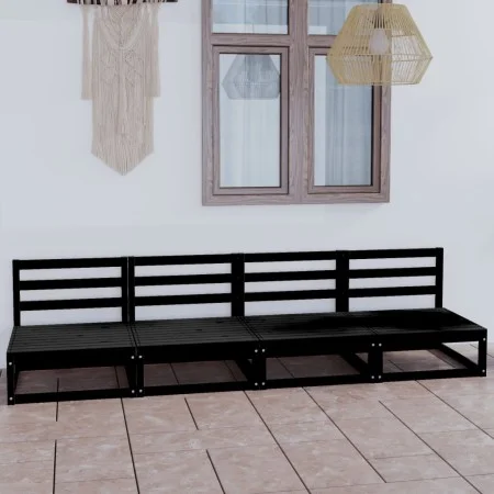 Sofá de jardín 4 plazas negro madera maciza de pino de , Sofás de exterior - Ref: Foro24-3075343, Precio: 252,70 €, Descuento: %