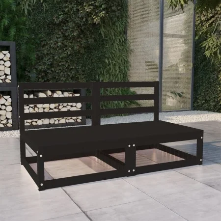 2-Sitzer-Gartensofa aus massivem Kiefernholz schwarz von , Outdoor-Sofas - Ref: Foro24-3075233, Preis: 129,02 €, Rabatt: %