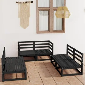 6-teiliges Gartenmöbel-Set schwarzes massives Kiefernholz von , Gartensets - Ref: Foro24-3075413, Preis: 428,18 €, Rabatt: %