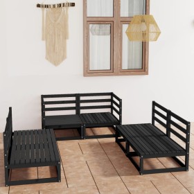 Juego de muebles de jardín 6 piezas negro madera maciza de pino de , Conjuntos de jardín - Ref: Foro24-3075413, Precio: 434,4...