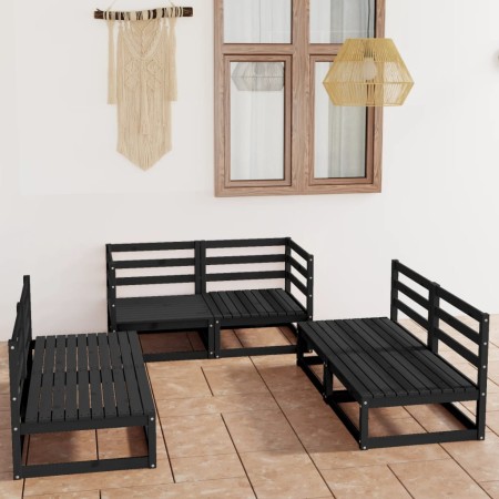 6-teiliges Gartenmöbel-Set schwarzes massives Kiefernholz von , Gartensets - Ref: Foro24-3075413, Preis: 434,41 €, Rabatt: %