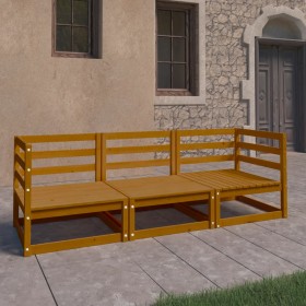 Sofá de jardín de 3 plazas marrón miel madera maciza de pino de , Sofás de exterior - Ref: Foro24-3075322, Precio: 189,87 €, ...