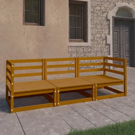 3-seater honey brown garden sofa made of solid pine wood by , Outdoor sofas - Ref: Foro24-3075322, Price: 199,40 €, Discount: %