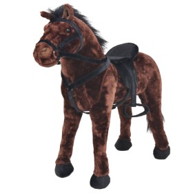 Caballo de peluche de pie marrón oscuro XXL