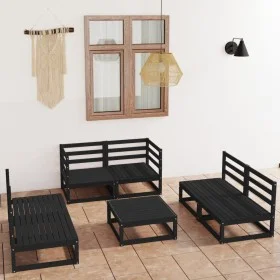 7-teiliges Gartenmöbel-Set schwarzes massives Kiefernholz von , Gartensets - Ref: Foro24-3075418, Preis: 503,55 €, Rabatt: %