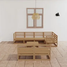 8-piece honey brown solid pine wood garden furniture by , Garden sets - Ref: Foro24-3075612, Price: 525,60 €, Discount: %