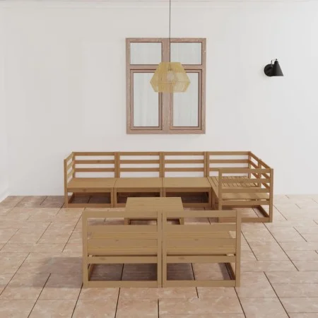 8-piece honey brown solid pine wood garden furniture by , Garden sets - Ref: Foro24-3075612, Price: 525,55 €, Discount: %
