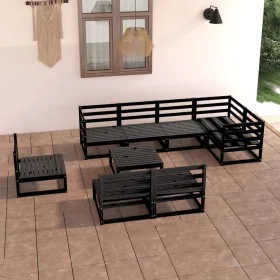 9-teiliges Gartenmöbel-Set schwarzes massives Kiefernholz von , Gartensets - Ref: Foro24-3075633, Preis: 642,44 €, Rabatt: %