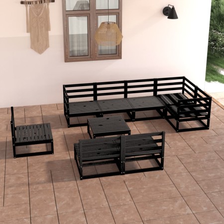9-teiliges Gartenmöbel-Set schwarzes massives Kiefernholz von , Gartensets - Ref: Foro24-3075633, Preis: 651,95 €, Rabatt: %