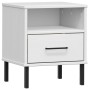 Nachttisch mit Metallbeinen aus massivem weißem Kiefernholz OSLO von vidaXL, Nachttische - Ref: Foro24-350972, Preis: 58,77 €...
