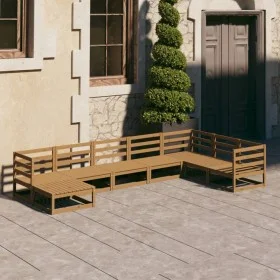 8-piece honey brown solid pine wood garden furniture by , Garden sets - Ref: Foro24-3075717, Price: 525,60 €, Discount: %