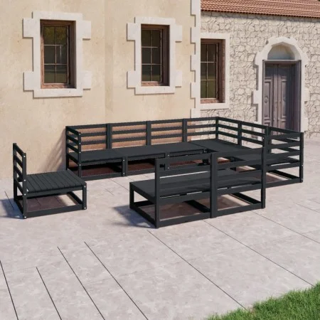 Juego de muebles de jardín 9 piezas negro madera maciza de pino de , Conjuntos de jardín - Ref: Foro24-3075788, Precio: 643,0...