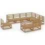 Garden furniture 9 pieces and honey brown pine wood cushions by , Garden sets - Ref: Foro24-3075807, Price: 595,34 €, Discoun...
