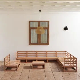 11-piece solid pine wood honey brown garden furniture. by , Garden sets - Ref: Foro24-3075872, Price: 748,12 €, Discount: %