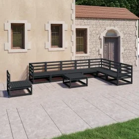 9-teiliges Gartenmöbel-Set schwarzes massives Kiefernholz von , Gartensets - Ref: Foro24-3075783, Preis: 642,44 €, Rabatt: %