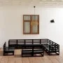 Juego de muebles de jardín 12 pzas y cojines negro madera pino de , Conjuntos de jardín - Ref: Foro24-3075898, Precio: 883,74...