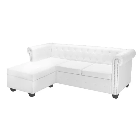 Chesterfield-Sofa in L-Form aus weißem Kunstleder von vidaXL, Sofas - Ref: Foro24-245537, Preis: 707,44 €, Rabatt: %
