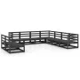 Juego de muebles de jardín 9 piezas negro madera maciza de pino de , Conjuntos de jardín - Ref: Foro24-3075858, Precio: 643,0...