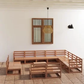 Gartenmöbel 13-teilig und Kissen honigbraunes Kiefernholz von , Gartensets - Ref: Foro24-3075902, Preis: 894,03 €, Rabatt: %