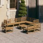 Garden furniture set 10 pieces and honey brown pine wood cushions by , Garden sets - Ref: Foro24-3075797, Price: 655,01 €, Di...