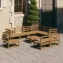 Muebles de jardín 10 pzas y cojines marrón miel madera pino de , Conjuntos de jardín - Ref: Foro24-3075797, Precio: 655,40 €,...