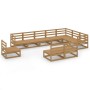Garden furniture set 10 pieces and honey brown pine wood cushions by , Garden sets - Ref: Foro24-3075797, Price: 655,01 €, Di...