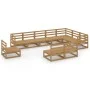 Muebles de jardín 10 pzas y cojines marrón miel madera pino de , Conjuntos de jardín - Ref: Foro24-3075797, Precio: 655,40 €,...