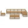 Muebles de jardín 10 pzas y cojines marrón miel madera pino de , Conjuntos de jardín - Ref: Foro24-3075797, Precio: 655,40 €,...