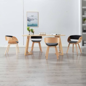 Sillas de comedor 4 uds madera curvada cuero sintético negro en Sillas de comedor | Comprar online en Foro24