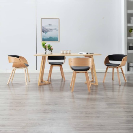 Sillas de comedor 4 uds madera curvada cuero sintético negro en Sillas de comedor | Comprar online en Foro24