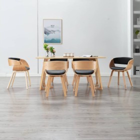 Sillas de comedor 6 unidades madera y cuero sintético negro en Sillas de comedor | Comprar online en Foro24