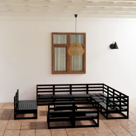 12-piece garden furniture set with black cushions and pine wood. by , Garden sets - Ref: Foro24-3075893, Price: 889,40 €, Dis...